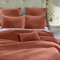 HIEND Stonewashed Cotton Velvet Quilt Queen Salmon