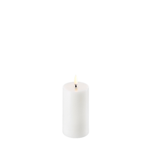 White Smooth Pillar Candle Battery, 10cm