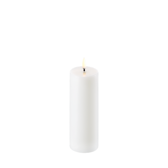 Smooth White Battery Pillar Candle, 15cm