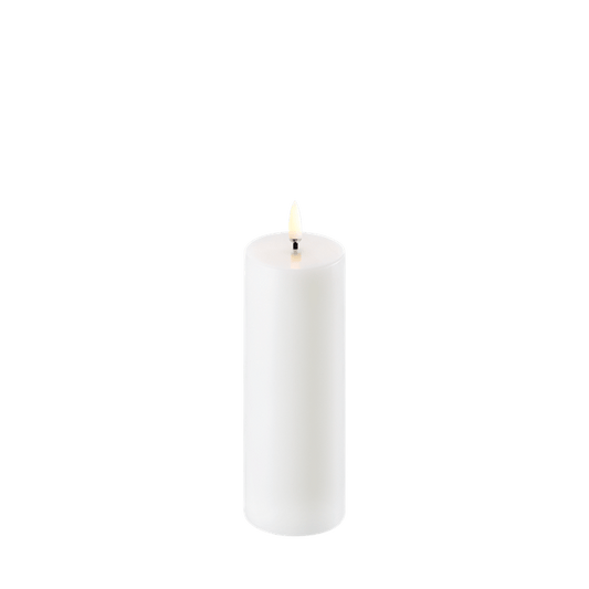 Smooth White Battery Pillar Candle, 15cm