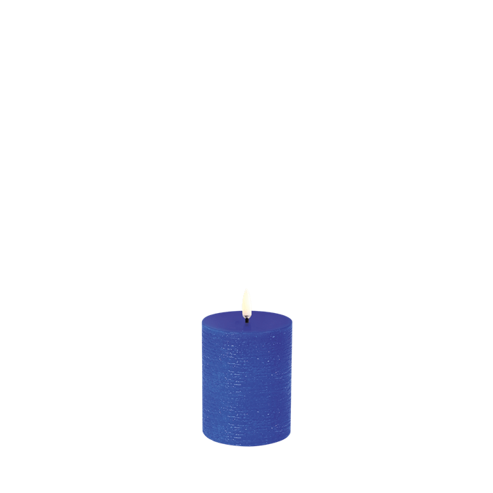 Royal Blue Rustic Candle, Battery, 10cm