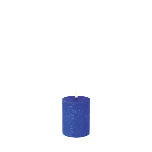 Royal Blue Rustic Candle, Battery, 10cm