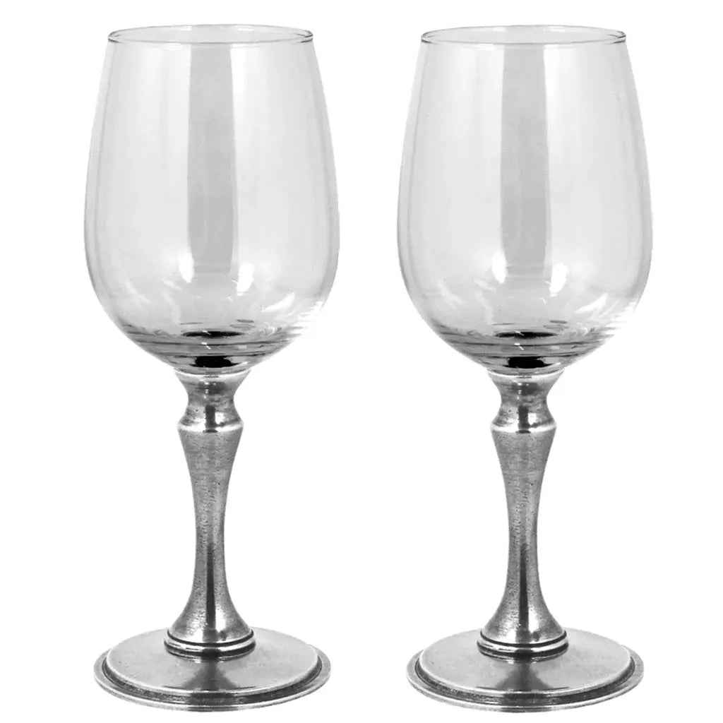 Pewter Stem Wine Glass set of Two, Vogue
