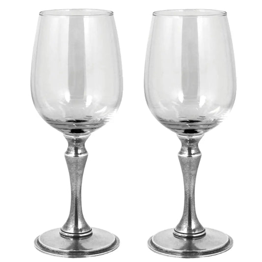 Pewter Stem Wine Glass set of Two, Vogue