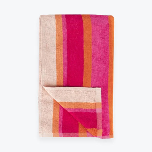 Allure Bath Velour Stripe Beach Towel, Pink