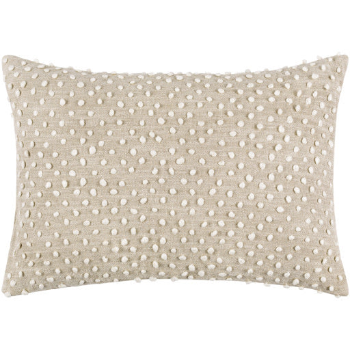 Surya Dots Pillow, Beige with White Dots, 13x20