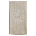 Saro Embroidered & Hemstitched Snowflake Guest Towels