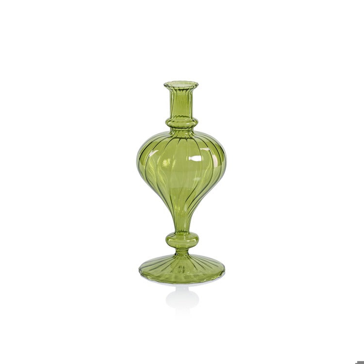 Venetian Spiral Turnip Shaped Vase, Green