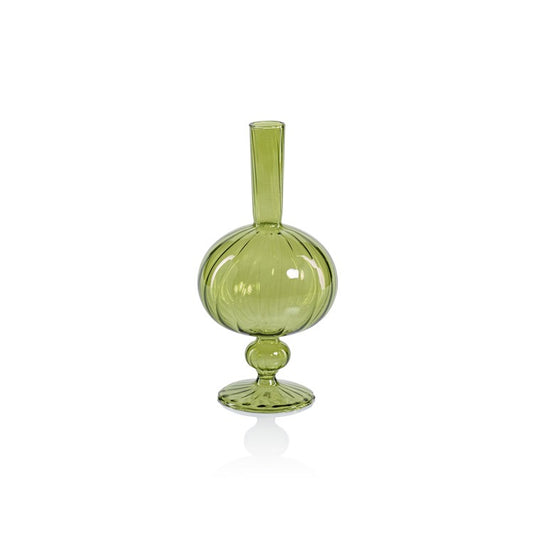Venetian Spiral Onion Shaped Vase, Green