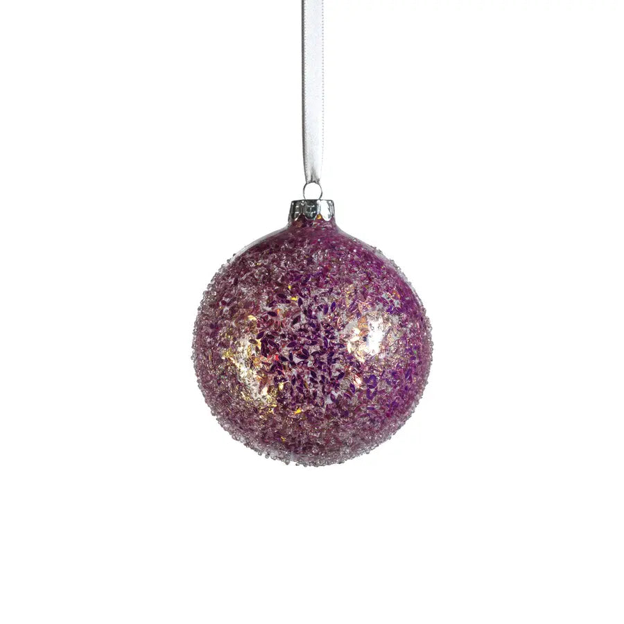 Confetti Glass Ball Ornament, Pink, 4"