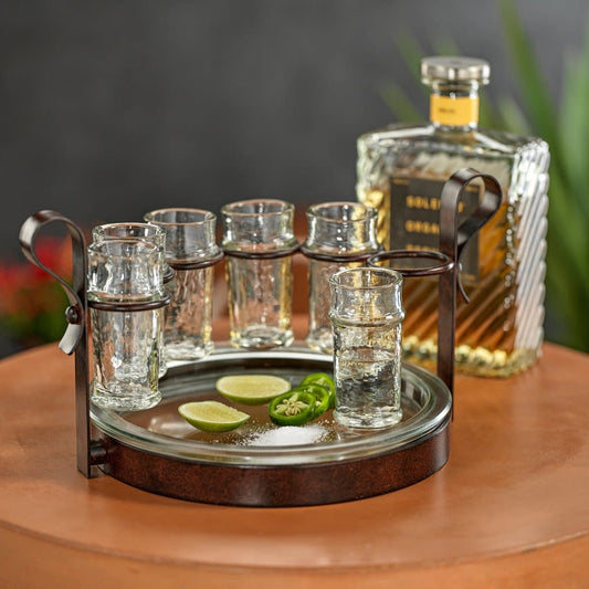 Zodax Jalisco 6 Shot Tequila Set Brown Metal